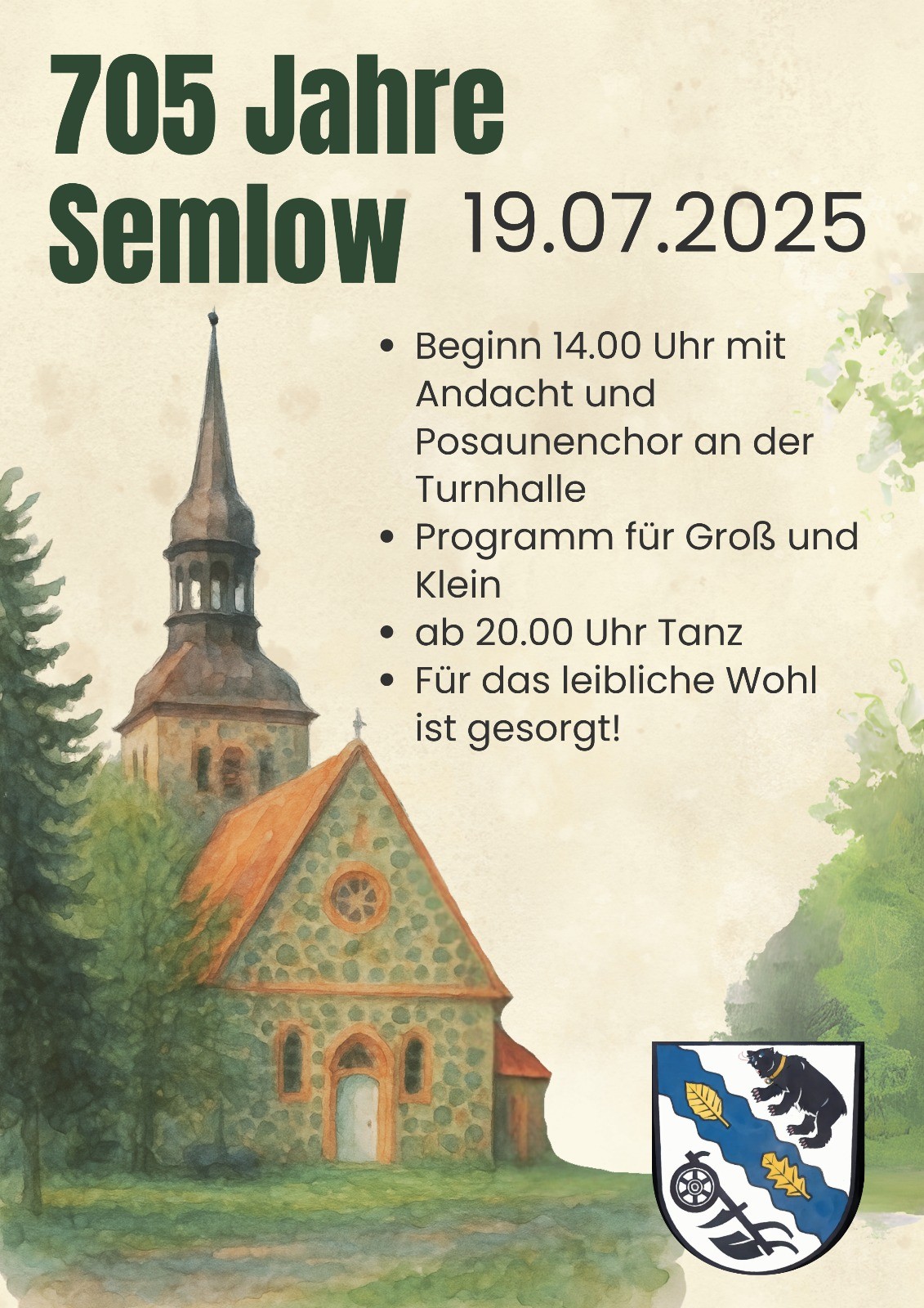 Plakat 705 Jahre Semlow