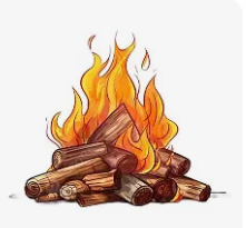 Das Bild zeigt brennende Holzscheite - Lagerfeuer