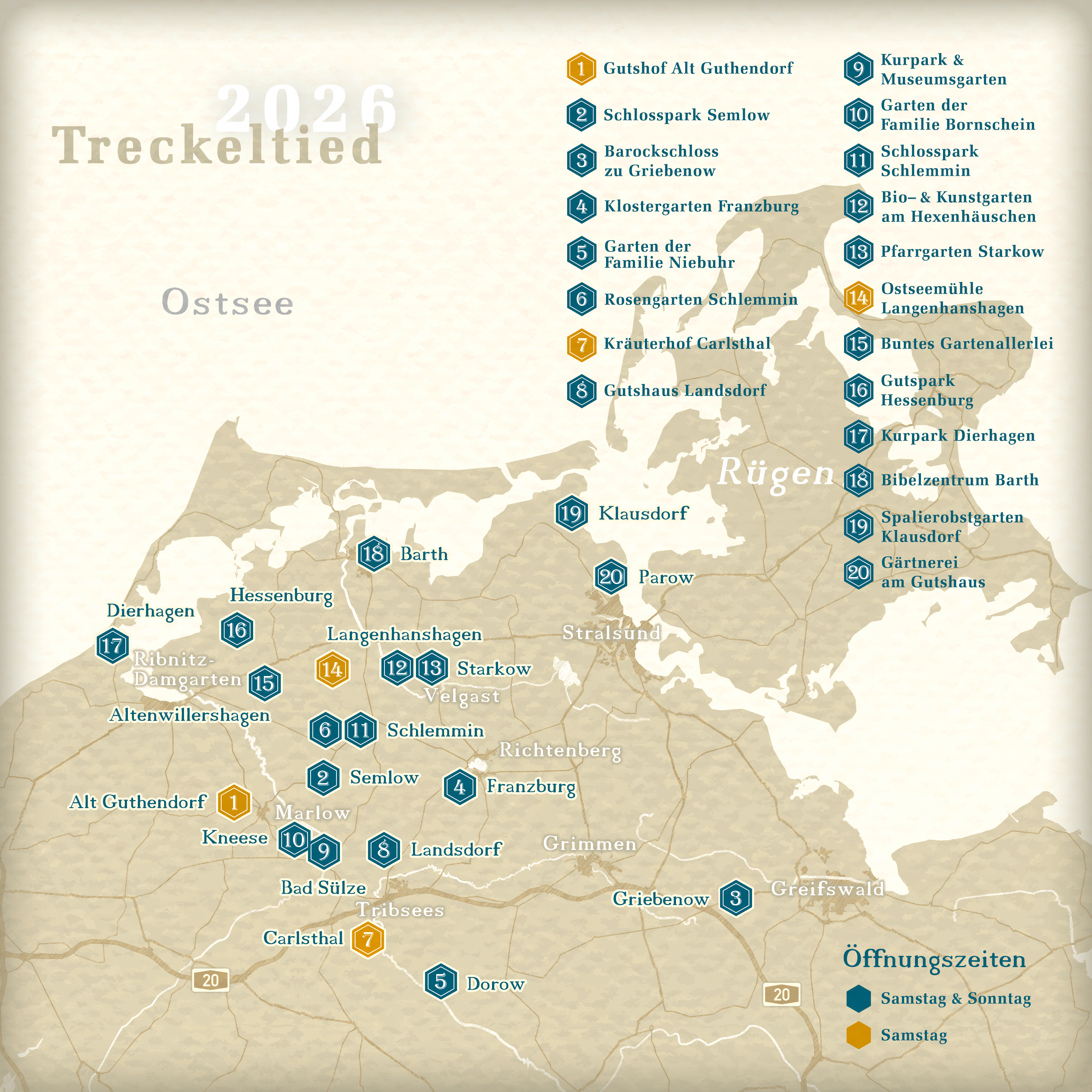 Karte der teilnehmenden Parks und Gärten